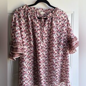 Max Studio Multicolor Floral Blouse with Ruffle Sleeves